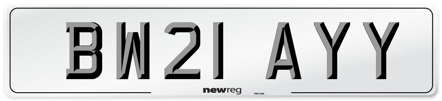 BW21 AYY Number Plate from New Reg